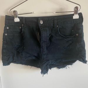 American Eagle distressed black denim shorts